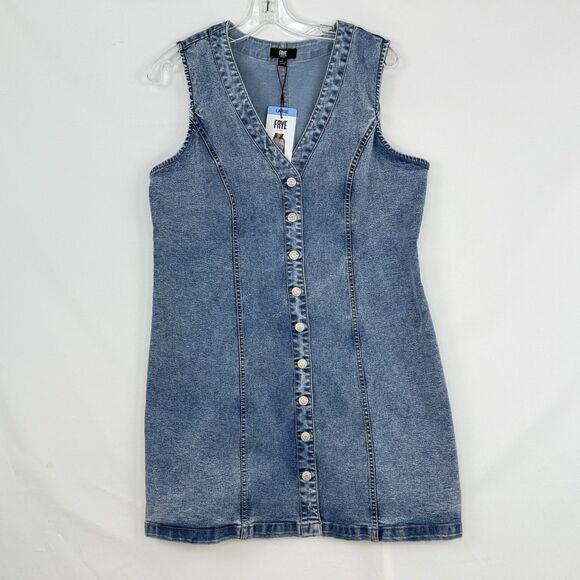 Frye Ladies Denim Mini Dress Size Large Light Wash Sleeveless NEW - Picture 7 of 16